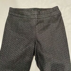 Black and Silver Geometric Pattern Skinny Ankle Pants